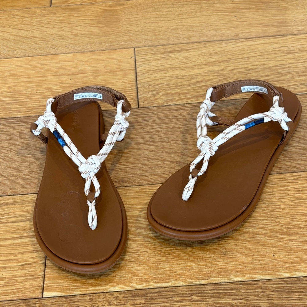 Sperry Brown and White Knotted Sandals